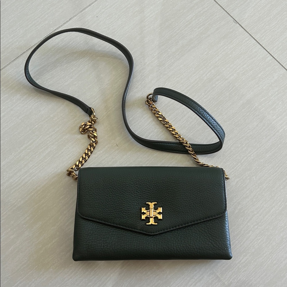 Tory Burch Dark Green Leather Crossbody Bag